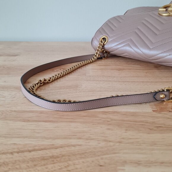 Gucci GG Marmont Large Shoulder Bag Dusty Pink Rose Mauve Matelasse Gold Rare - Picture 9 of 16